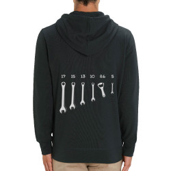 Sweat homme zippé à capuche coton bio noir Les bons outils (Gondrax,Alcool,Humour)