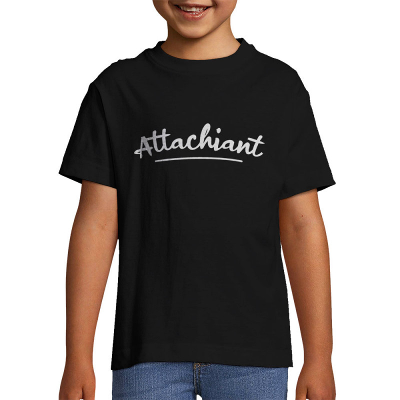 T-shirt enfant noir Attachiant (Gondrax,Humour)