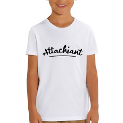 T-shirt enfant coton bio blanc Attachiant (Gondrax,Humour)