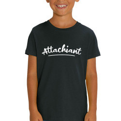 T-shirt enfant coton bio noir Attachiant (Gondrax,Humour)