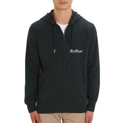 Sweat homme zippé à capuche coton bio noir Attachiant (Gondrax,Humour)