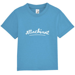 T-shirt bébé bleu azur Attachiant (Gondrax,Humour)