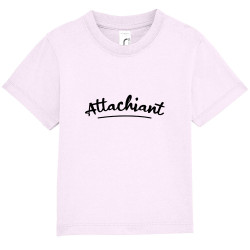 T-shirt bébé rose pale Attachiant (Gondrax,Humour)