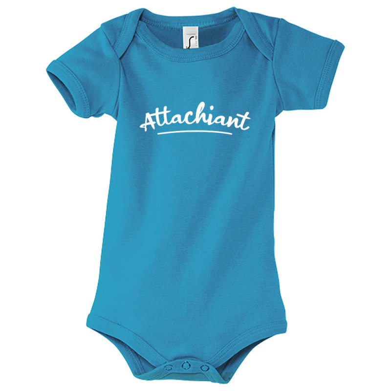 Body bébé bleu azur Attachiant (Gondrax,Humour)
