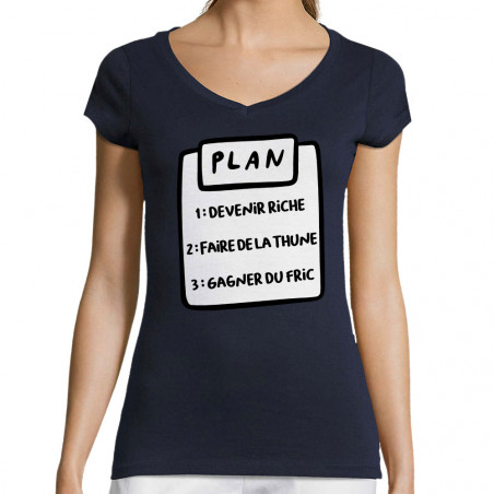 T-shirt femme col V "Plan...