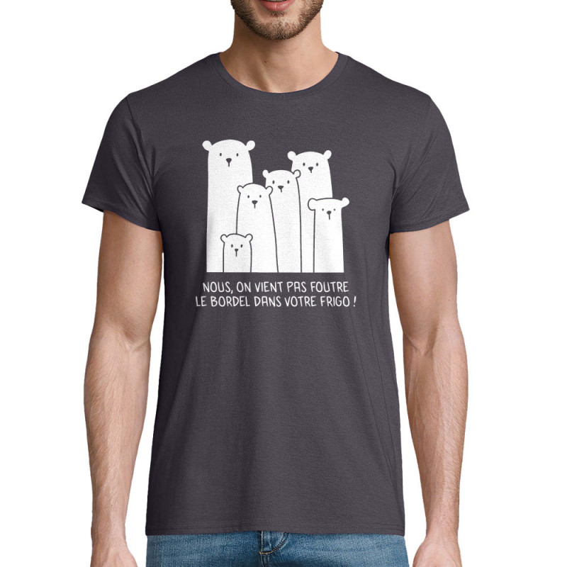 T-shirt homme coton bio gris souris Le bordel dans votre frigo (Gondrax,Animaux,Ecologie,Humour)