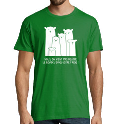 Tee-shirt homme vert prairie Le bordel dans votre frigo (Gondrax,Animaux,Ecologie,Humour)