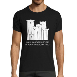 T-shirt homme fit noir Le bordel dans votre frigo (Gondrax,Animaux,Ecologie,Humour)