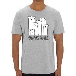 T-shirt homme coton bio gris chiné Le bordel dans votre frigo (Gondrax,Animaux,Ecologie,Humour)