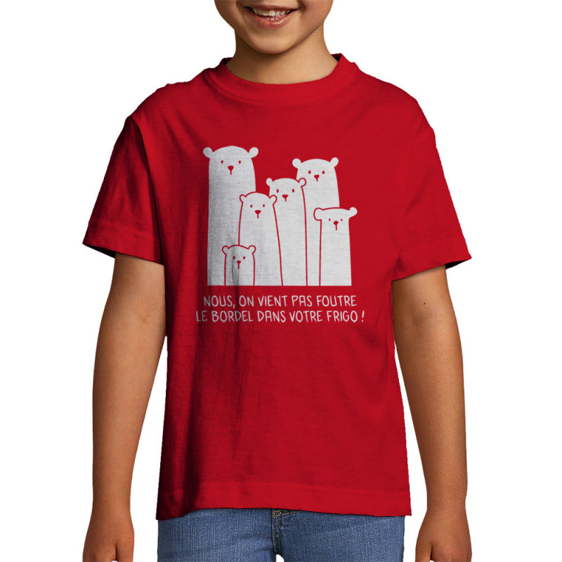 T-shirt enfant rouge Le bordel dans votre frigo (Gondrax,Animaux,Ecologie,Humour)