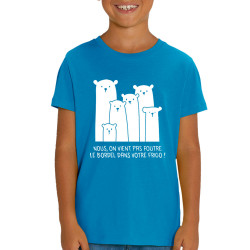 T-shirt enfant coton bio bleu azur Le bordel dans votre frigo (Gondrax,Animaux,Ecologie,Humour)
