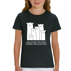 T-shirt enfant coton bio noir Le bordel dans votre frigo (Gondrax,Animaux,Ecologie,Humour)