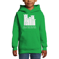 Sweat enfant à capuche vert prairie Le bordel dans votre frigo (Gondrax,Animaux,Ecologie,Humour)