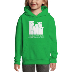 Sweat enfant à capuche vert prairie Le bordel dans votre frigo (Gondrax,Animaux,Ecologie,Humour)