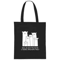 Sac shopping en toile noir Le bordel dans votre frigo (Gondrax,Animaux,Ecologie,Humour)