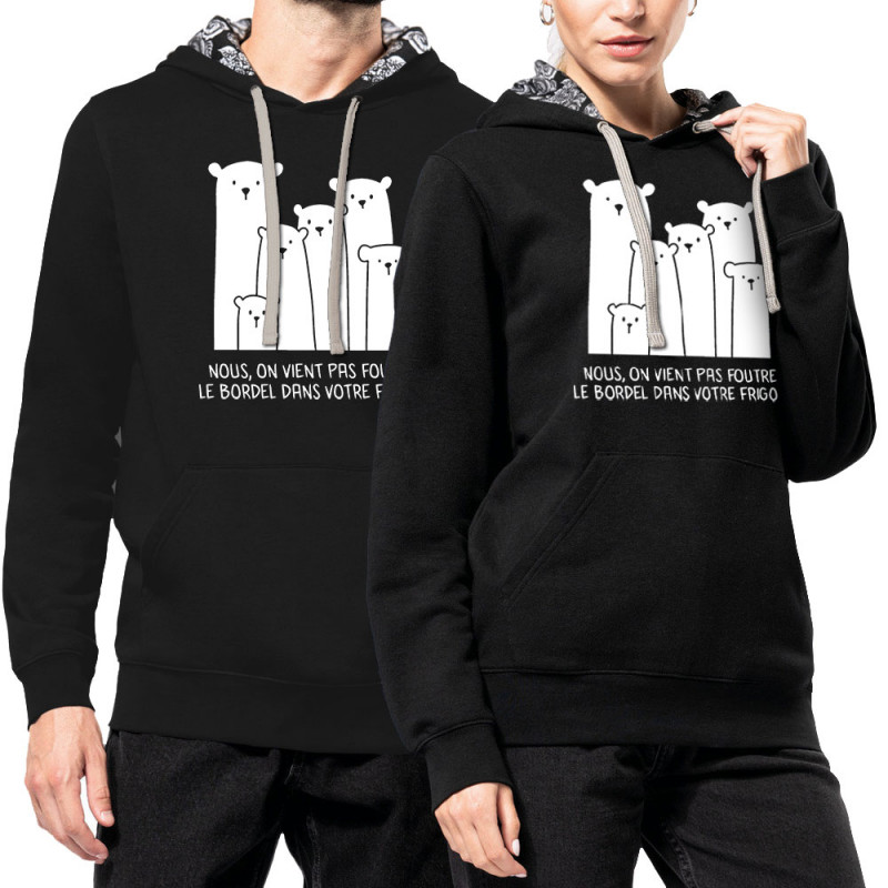 Sweat capuche à motifs unisexe noir et têtes de mort mexicaines Le bordel dans votre frigo (Gondrax,Animaux,Ecologie,Humour)