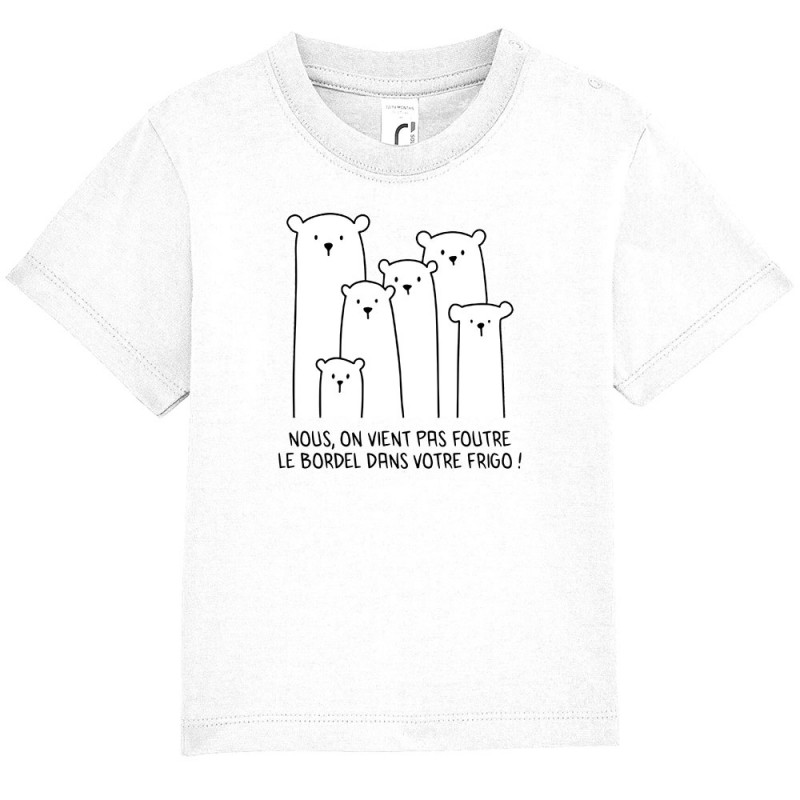 T-shirt bébé blanc Le bordel dans votre frigo (Gondrax,Animaux,Ecologie,Humour)
