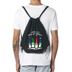 Sac à dos en toile recyclée noir Libérez les nains de jardin (Gondrax,Humour,Slogans Débiles)