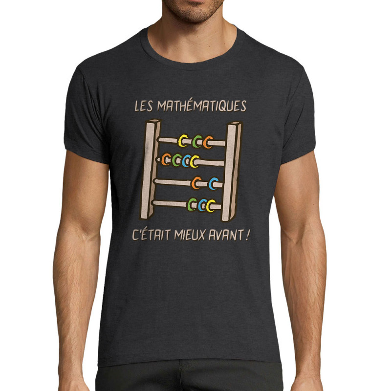 T-shirt homme fit gris anthracite chiné Les mathématiques (Gondrax,Humour,Slogans Débiles)