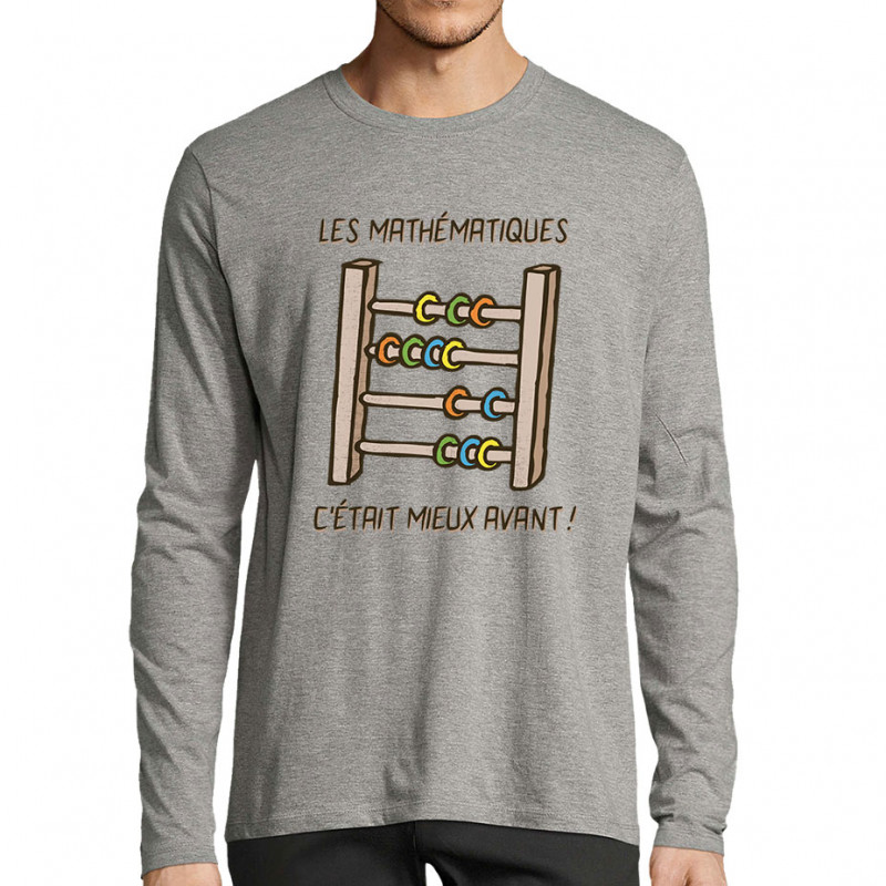 T-shirt homme manches longues gris chiné Les mathématiques (Gondrax,Humour,Slogans Débiles)