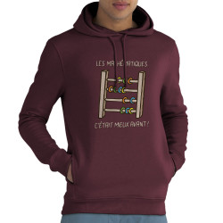 Sweat homme à capuche coton bio bordeaux Les mathématiques (Gondrax,Humour,Slogans Débiles)
