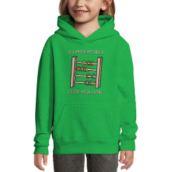 Sweat enfant à capuche vert prairie Les mathématiques (Gondrax,Humour,Slogans Débiles)