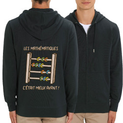 Sweat homme zippé à capuche coton bio noir Les mathématiques (Gondrax,Humour,Slogans Débiles)