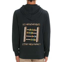 Sweat homme zippé à capuche coton bio noir Les mathématiques (Gondrax,Humour,Slogans Débiles)