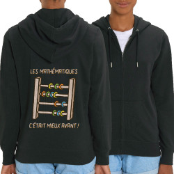 Sweat femme zippé à capuche coton bio noir Les mathématiques (Gondrax,Humour,Slogans Débiles)