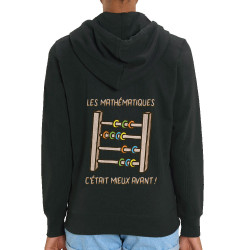Sweat femme zippé à capuche coton bio noir Les mathématiques (Gondrax,Humour,Slogans Débiles)