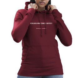 Sweat femme à capuche bordeaux Ne pas lire la phrase (Gondrax,Humour,Slogans Débiles)