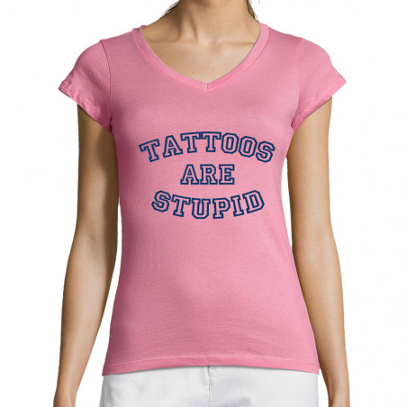 T-shirt femme col V "Tattos...
