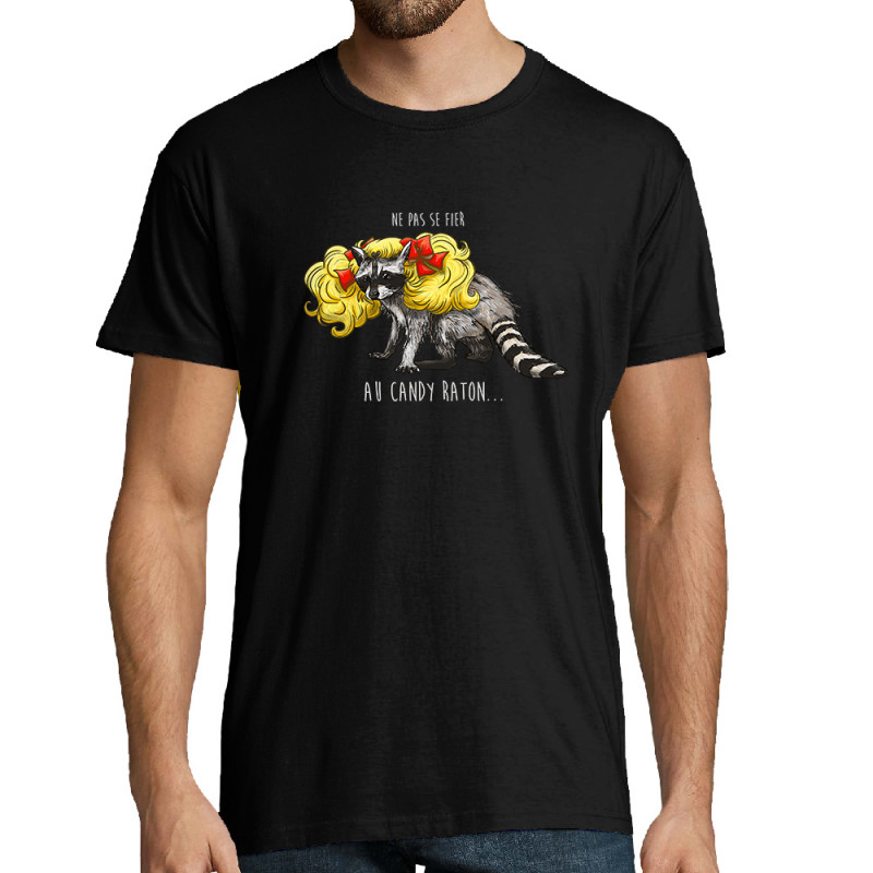 Tee-shirt homme noir Candy Raton (Mr Mouton,Animaux,Humour)