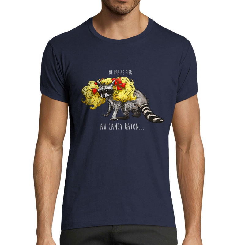 T-shirt homme fit bleu marine Candy Raton (Mr Mouton,Animaux,Humour)