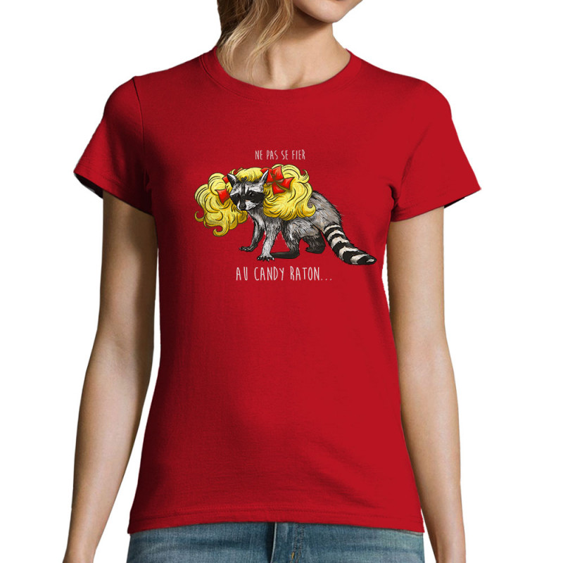 T-shirt femme rouge Candy Raton (Mr Mouton,Animaux,Humour)