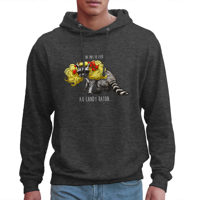 Sweat homme à capuche gris anthracite Candy Raton (Mr Mouton,Animaux,Humour)