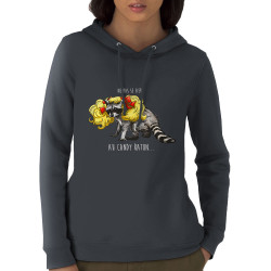 Sweat femme à capuche coton bio gris anthracite Candy Raton (Mr Mouton,Animaux,Humour)