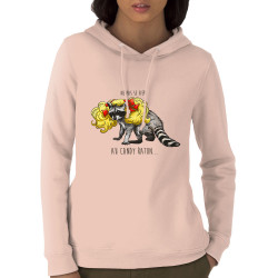 Sweat femme à capuche coton bio rose clair Candy Raton (Mr Mouton,Animaux,Humour)