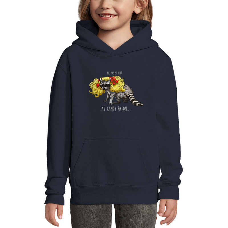 Sweat enfant à capuche bleu marine Candy Raton (Mr Mouton,Animaux,Humour)