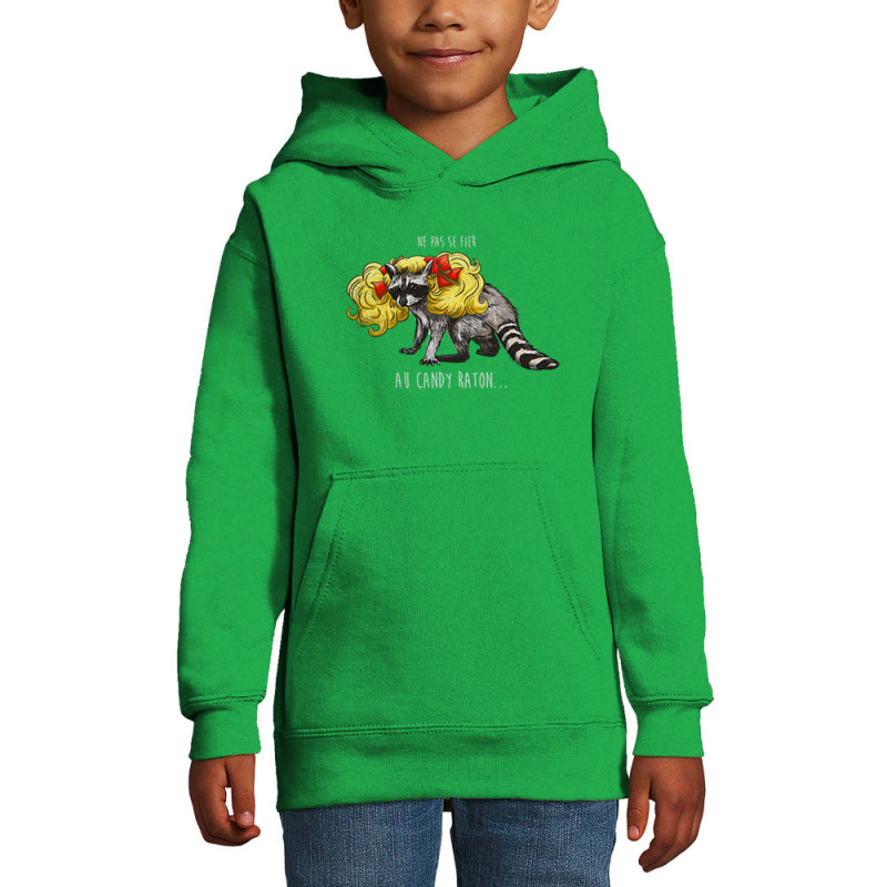 Sweat enfant à capuche vert prairie Candy Raton (Mr Mouton,Animaux,Humour)