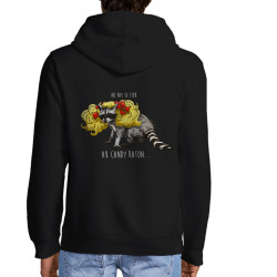 Sweat homme à capuche zippé noir Candy Raton (Mr Mouton,Animaux,Humour)