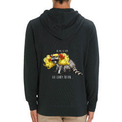 Sweat homme zippé à capuche coton bio noir Candy Raton (Mr Mouton,Animaux,Humour)
