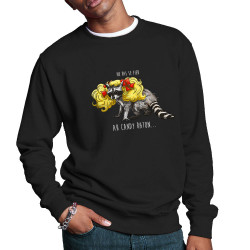 Sweat homme col rond noir Candy Raton (Mr Mouton,Animaux,Humour)