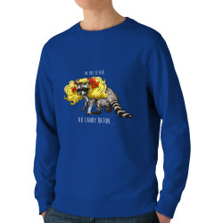 Sweat homme bio col rond bleu royal Candy Raton (Mr Mouton,Animaux,Humour)