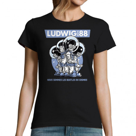 T-shirt femme noir Les Beatles du cosmos (Ludwig Von 88)