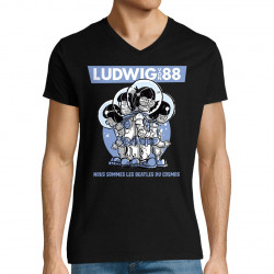 T-shirt homme col V noir Les Beatles du cosmos (Ludwig Von 88)