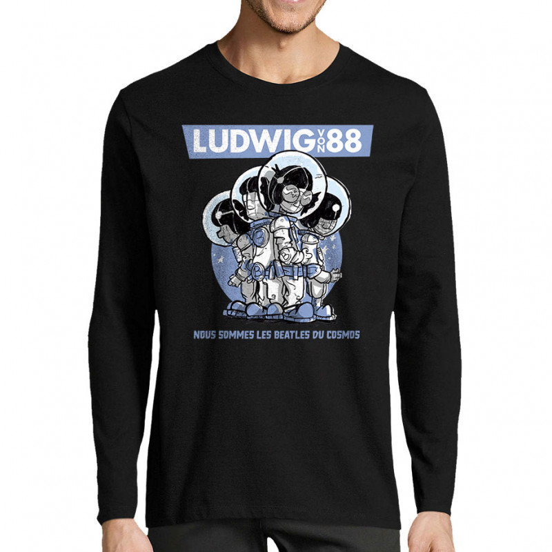 T-shirt homme manches longues noir Les Beatles du cosmos (Ludwig Von 88)