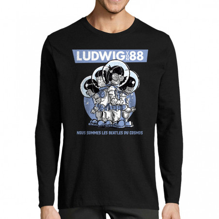 T-shirt homme manches longues noir Les Beatles du cosmos (Ludwig Von 88)