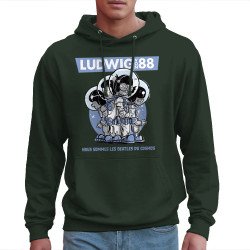 Sweat homme à capuche vert foncé Les Beatles du cosmos (Ludwig Von 88)