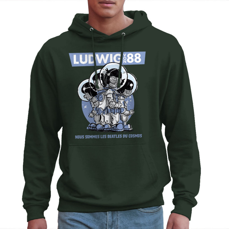 Sweat homme à capuche vert foncé Les Beatles du cosmos (Ludwig Von 88)